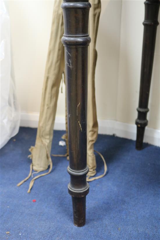 A Heal & Sons pine top ebonised side table 3ft 6in.